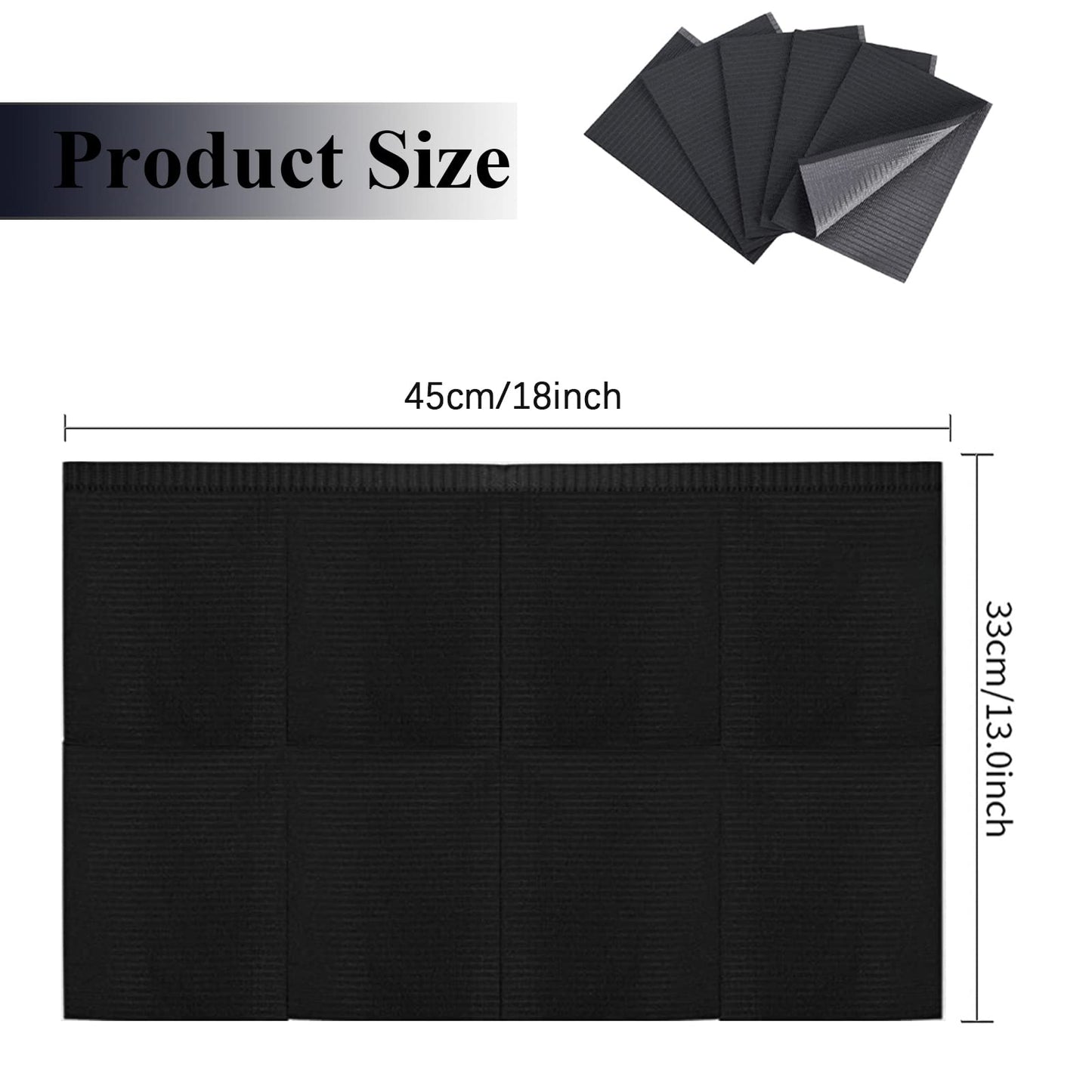 50Pcs Disposable Nail Art Table Towels 3 Ply Tissue Waterproof Lap Cloths 13" x 18" Waterproof Dental Bibs for Patients - Dentist or Medical Tray Cover and Nail Table Cover Supplies, Black