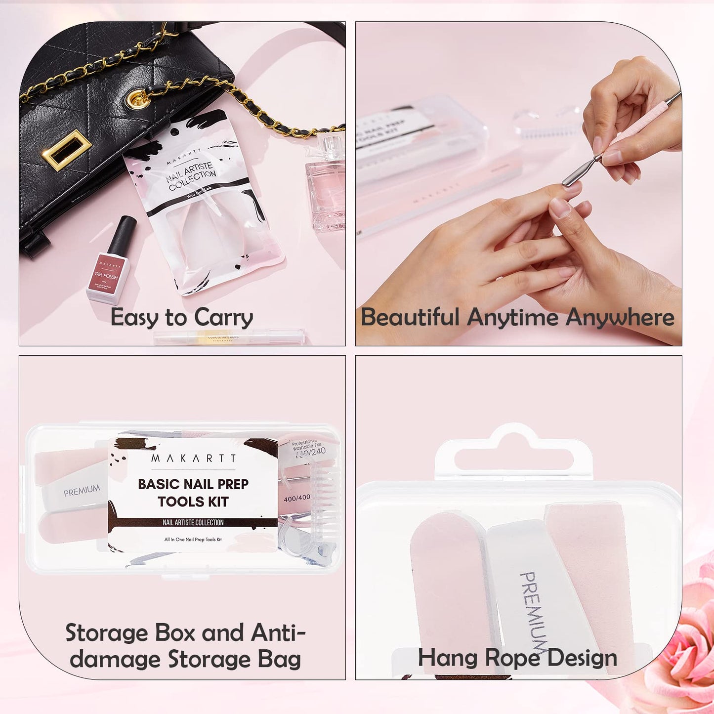 Makartt Cuticle Trimmer with Cuticle Pusher, 3 PCS Pink Nail Cuticle Nipper Professional Pedicure Manicure Tools with Stainless Steel Dual End Pusher, Nail Scraper