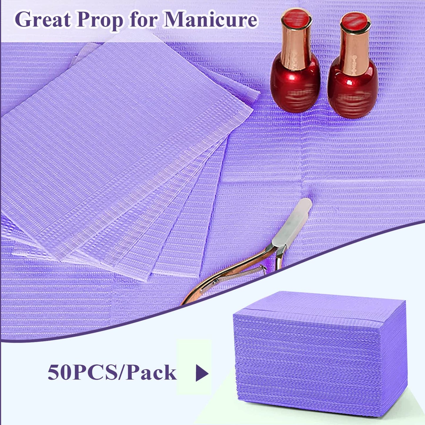 50Pcs Disposable Nail Art Table Towels 3 Ply Tissue Waterproof Lap Cloths 13" x 18" Waterproof Dental Bibs for Patients - Dentist or Medical Tray Cover and Nail Table Cover Supplies, Black
