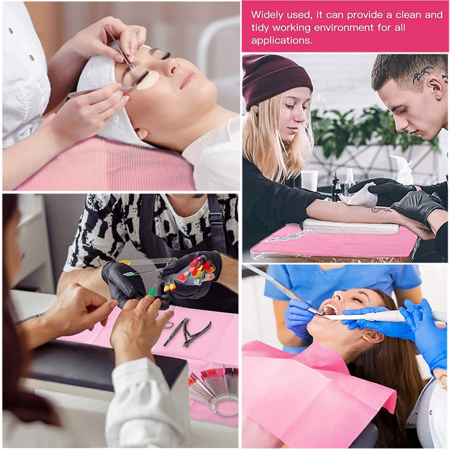 50Pcs Disposable Nail Art Table Towels 3 Ply Tissue Waterproof Lap Cloths 13" x 18" Waterproof Dental Bibs for Patients - Dentist or Medical Tray Cover and Nail Table Cover Supplies, Black