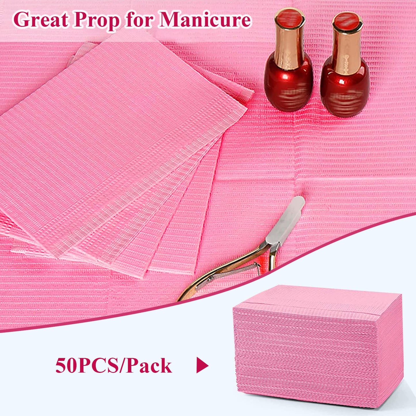 50Pcs Disposable Nail Art Table Towels 3 Ply Tissue Waterproof Lap Cloths 13" x 18" Waterproof Dental Bibs for Patients - Dentist or Medical Tray Cover and Nail Table Cover Supplies, Black
